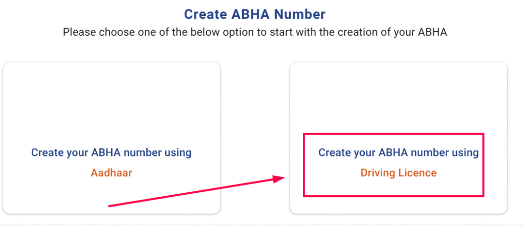 ABHA Number using Driving License