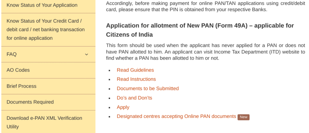 Apply for PAN Correction