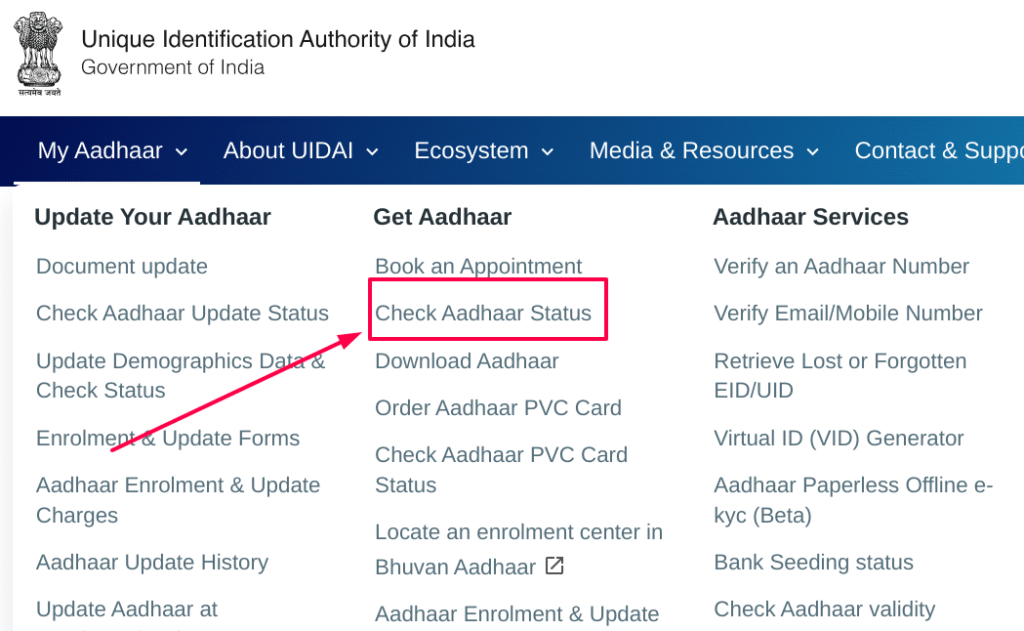 Check Aadhaar Status
