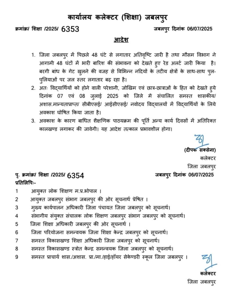 due-to-heavy-rainfall-in-jabalpur-schools-will-remain-closed-on-july-7th-and-8th