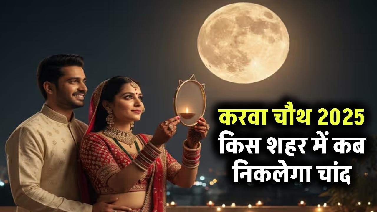 karwa chauth moon time: करवा चौथ 2025 चांद कितने बजे निकलेगा, देखें