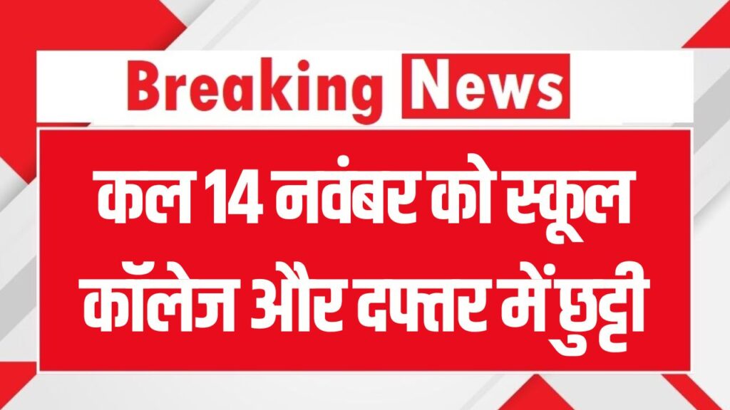 Public Holiday: कल 14 नवंबर को स्कूल–कॉलेज और दफ्तर में छुट्टी! इस कारण रहेगा अवकाश