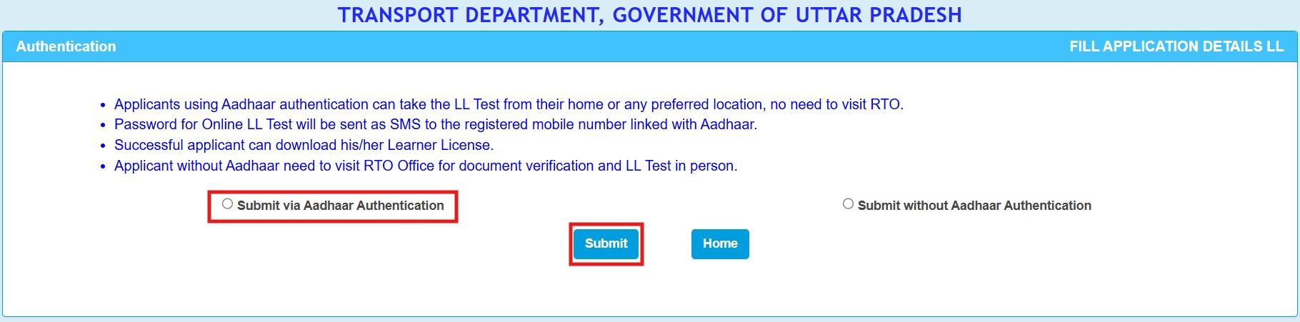 Learner licence test apply