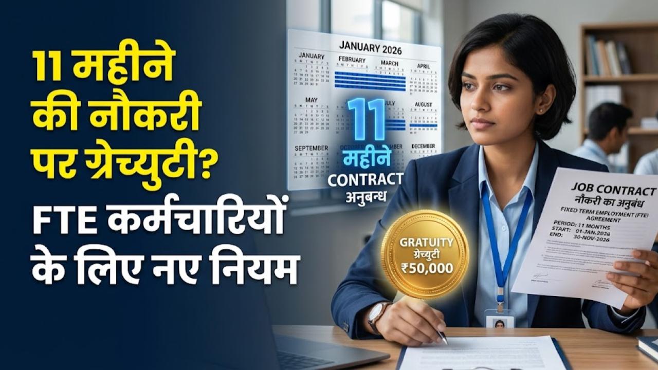 Gratuity Rules 2026: क्या सिर्फ 11 महीने की नौकरी पर भी मिलेगी ग्रेच्युटी? FTE कर्मचारियों के लिए नियम में हुआ बड़ा बदलाव, यहाँ समझें