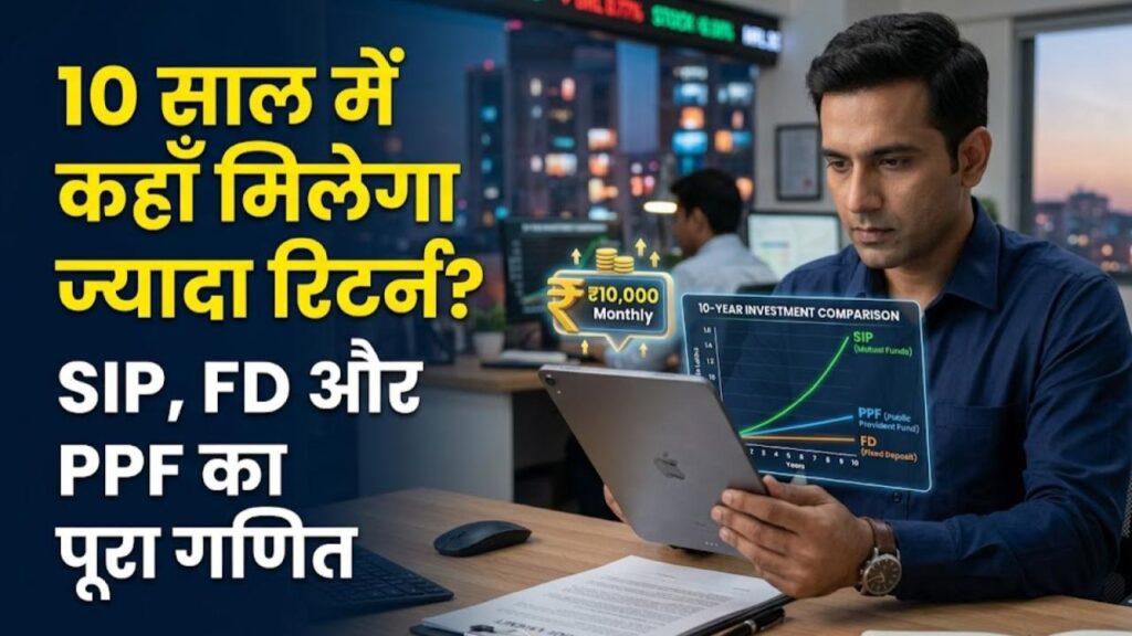₹10,000 की मंथली बचत पर 10 साल में कहाँ मिलेगा सबसे ज्यादा पैसा? SIP, FD और PPF का पूरा गणित देखें