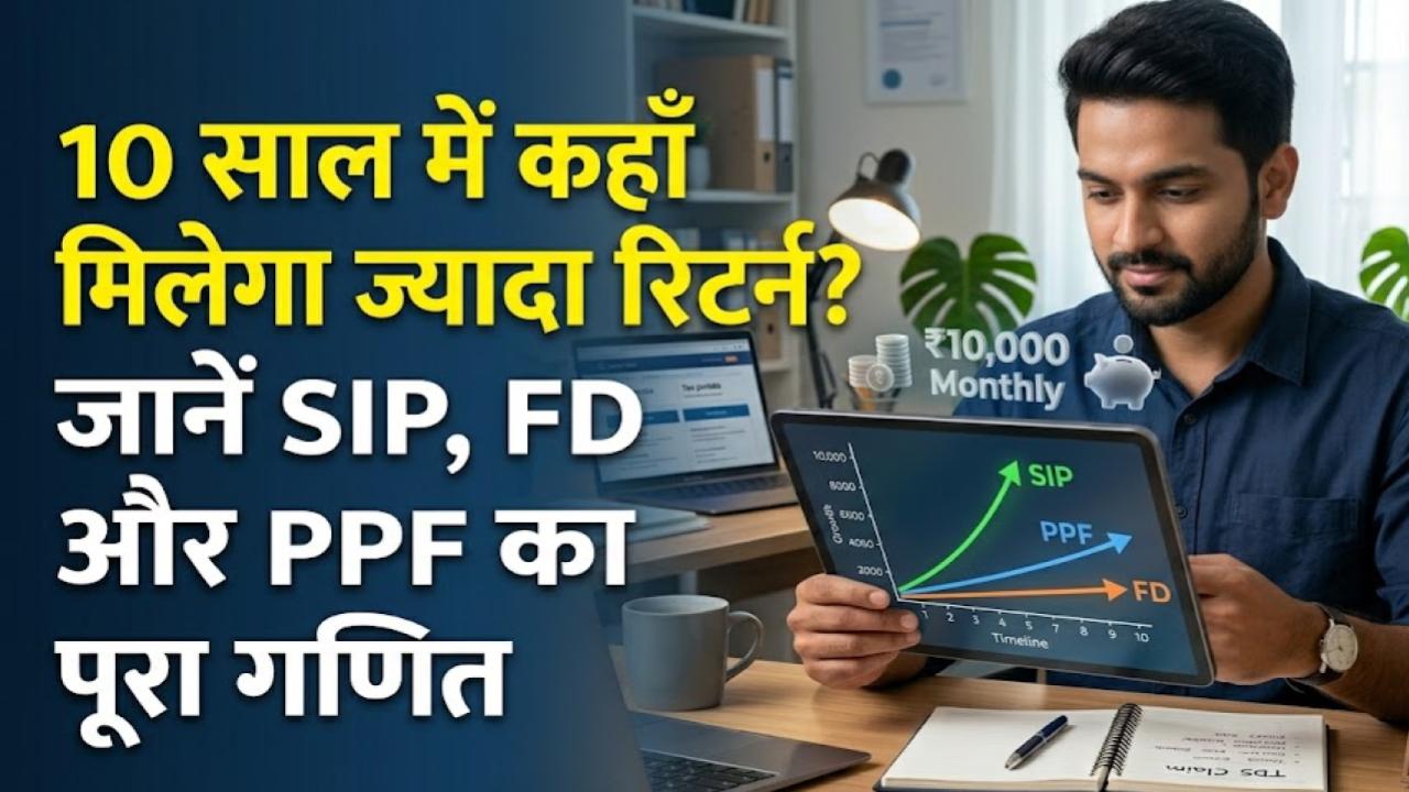 SIP vs FD vs PPF: ₹10,000 की मंथली बचत पर 10 साल में कहाँ मिलेगा सबसे ज्यादा रिटर्न? देखें निवेश का पूरा गणित