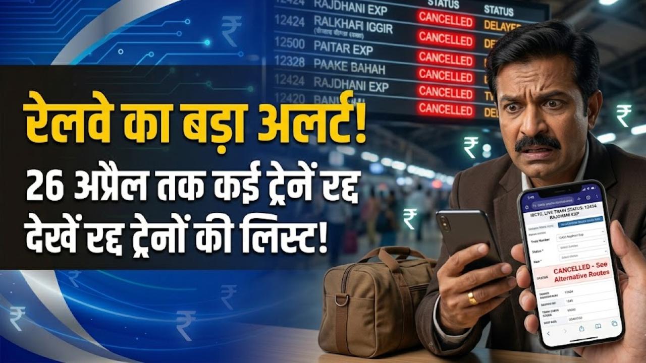 Railway Update: रेल यात्रियों की बढ़ी मुसीबत! 26 अप्रैल तक कई ट्रेनें रद्द, घर से निकलने से पहले चेक कर लें अपने रूट की लिस्ट