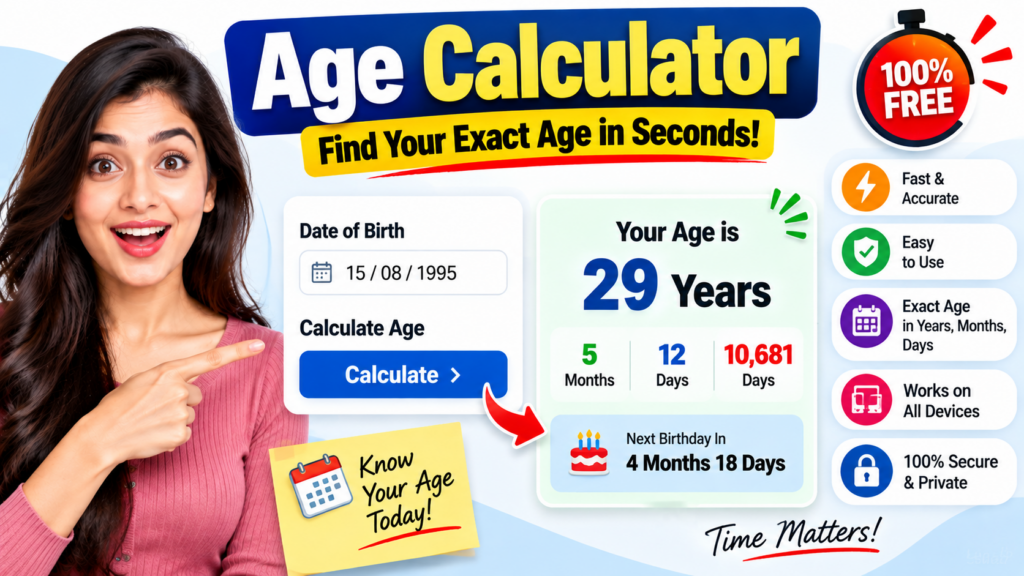 Age Calculator Online Free – अपनी सही उम्र Years, Months, Days में जानें