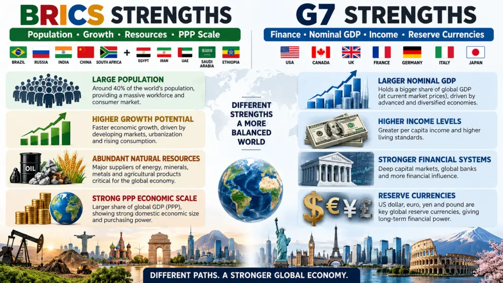 BRICS vs G7: How the Two Blocs Really Compare Economically 3 The two blocs are powerful in different ways.