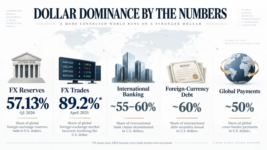 Why the US Dollar Is the World’s Reserve Currency: How Dollar Dominance Really Works 2 The dollar's reserve share is only one measure of its much broader international role.
