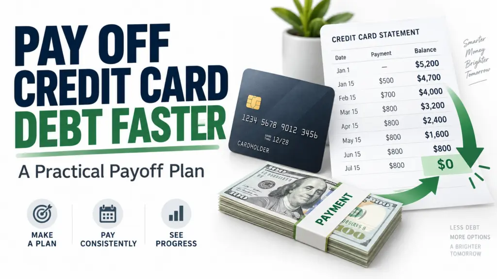 Credit card statement showing a declining balance toward zero as payments are applied.
